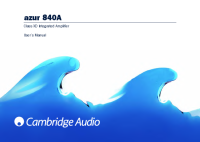 Cambridge Audio Azur-840A - Owners manual